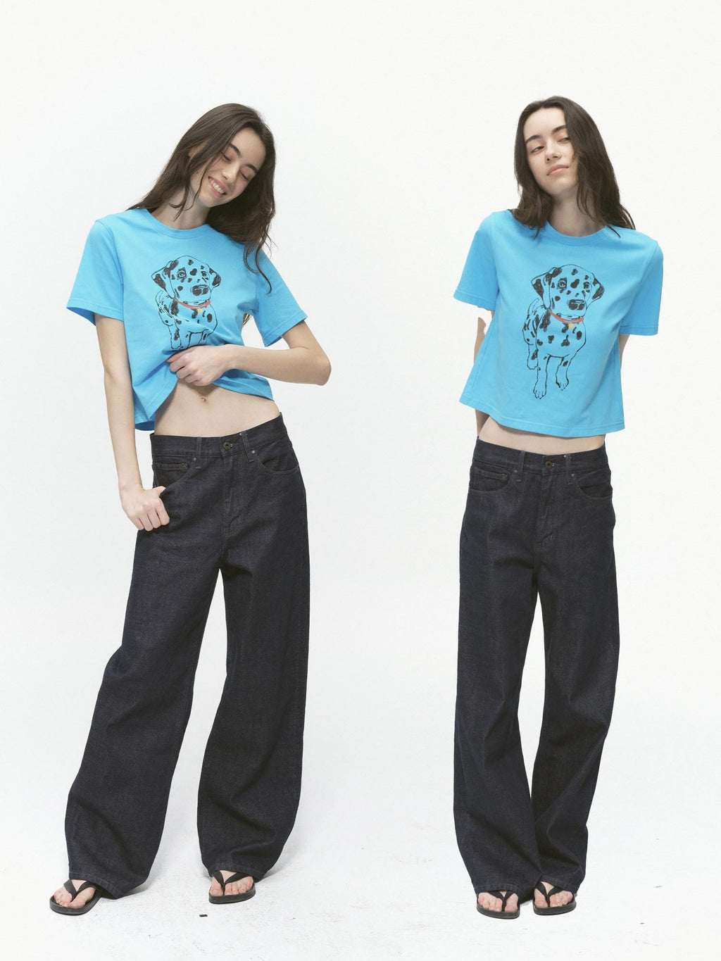 Country Moment Turquoise Animal Print Slim Fit Crewneck 100 Percent Cotton Basic Crop Tops