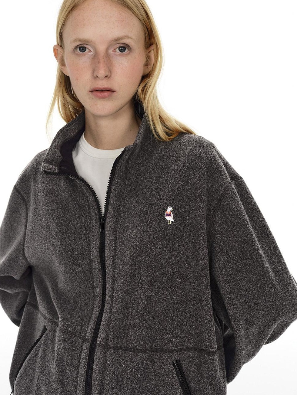 Country Moment Warm Embroidered Zipper Oversized Relaxed Unisex Casual Polyester Sweatshirt