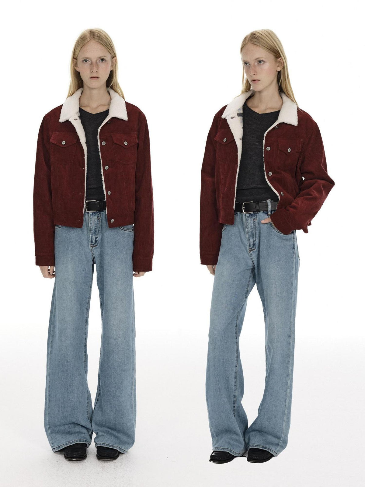 Country Moment Warm Fleece Lined Vintage Cropped Button Front Women Cotton Denim Jackets
