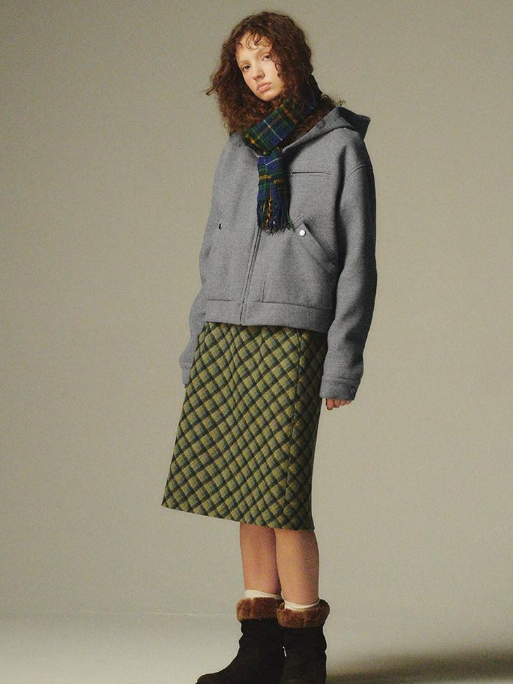 Country Moment Cozy Lightweight Hooded Loose Fit Short Grey Youthful Casual Kids Puffer Jackets