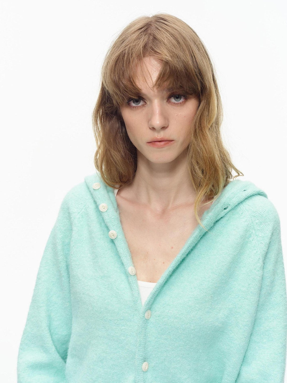 Country Moment Soft Button Closure Hooded Loose Fit Unisex Polyester Blend Cardigans