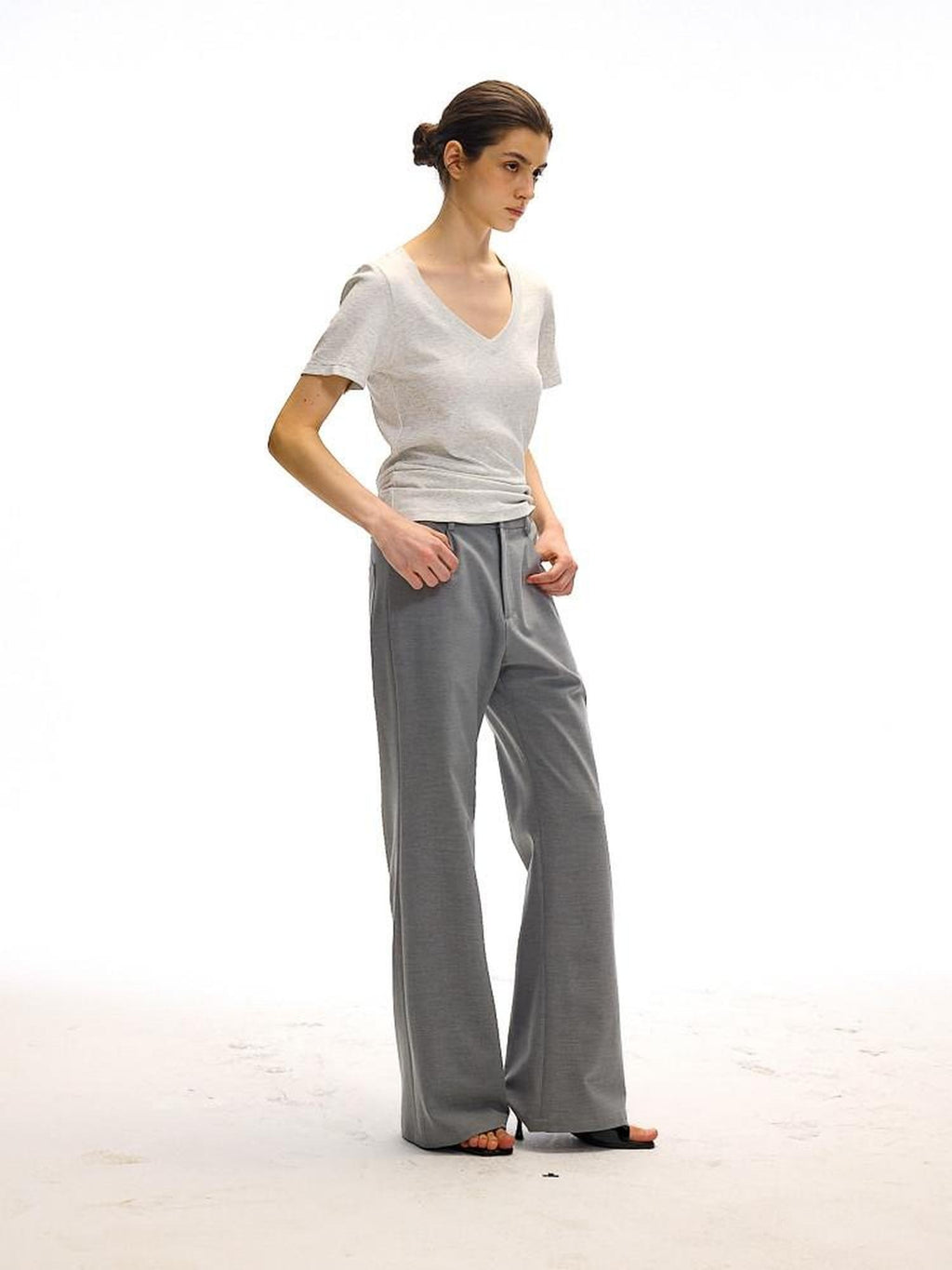 Country Moment Breathable Loose Street Sport Zip Fly Women Solid Gray Straight Pants