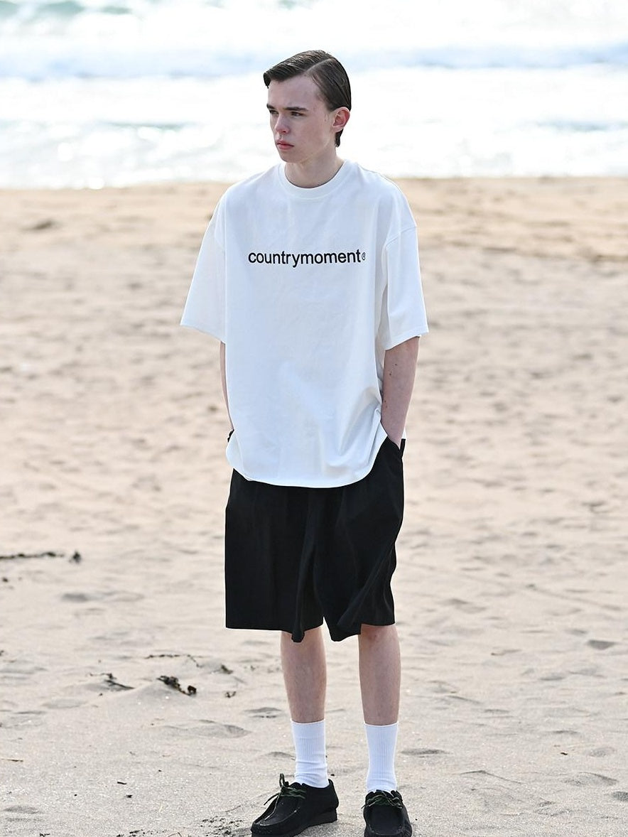 Country Moment Breathable 100% Cotton Relaxed Fit Logo Print Unisex Round Neck Short Sleeve T-Shirts