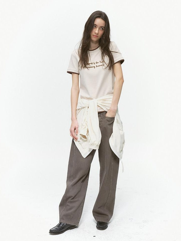 Country Moment Durable 100% Cotton Mid Rise Relaxed Zip Fly Casual Deep Green Wide Leg Jeans