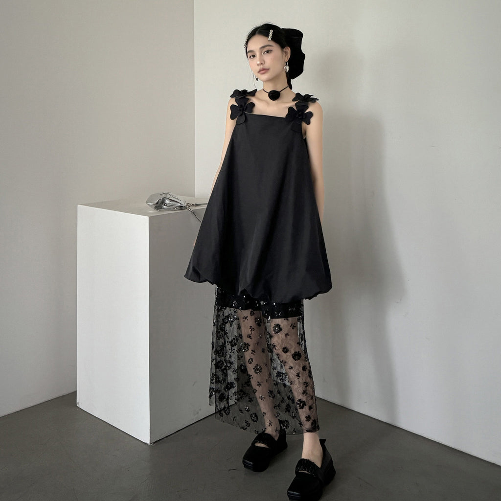DDGIRL_studio_Washed_Cotton_Nylon_Blend_Strappy_A_Line_Loose_Waist_Commuter_Black_Midi_Dresses_MISSTT