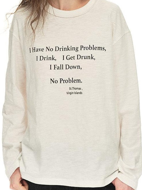 Country Moment Breathable Cotton Slub Loose Printed Women Graphic Citywalk Long Sleeve T-Shirts