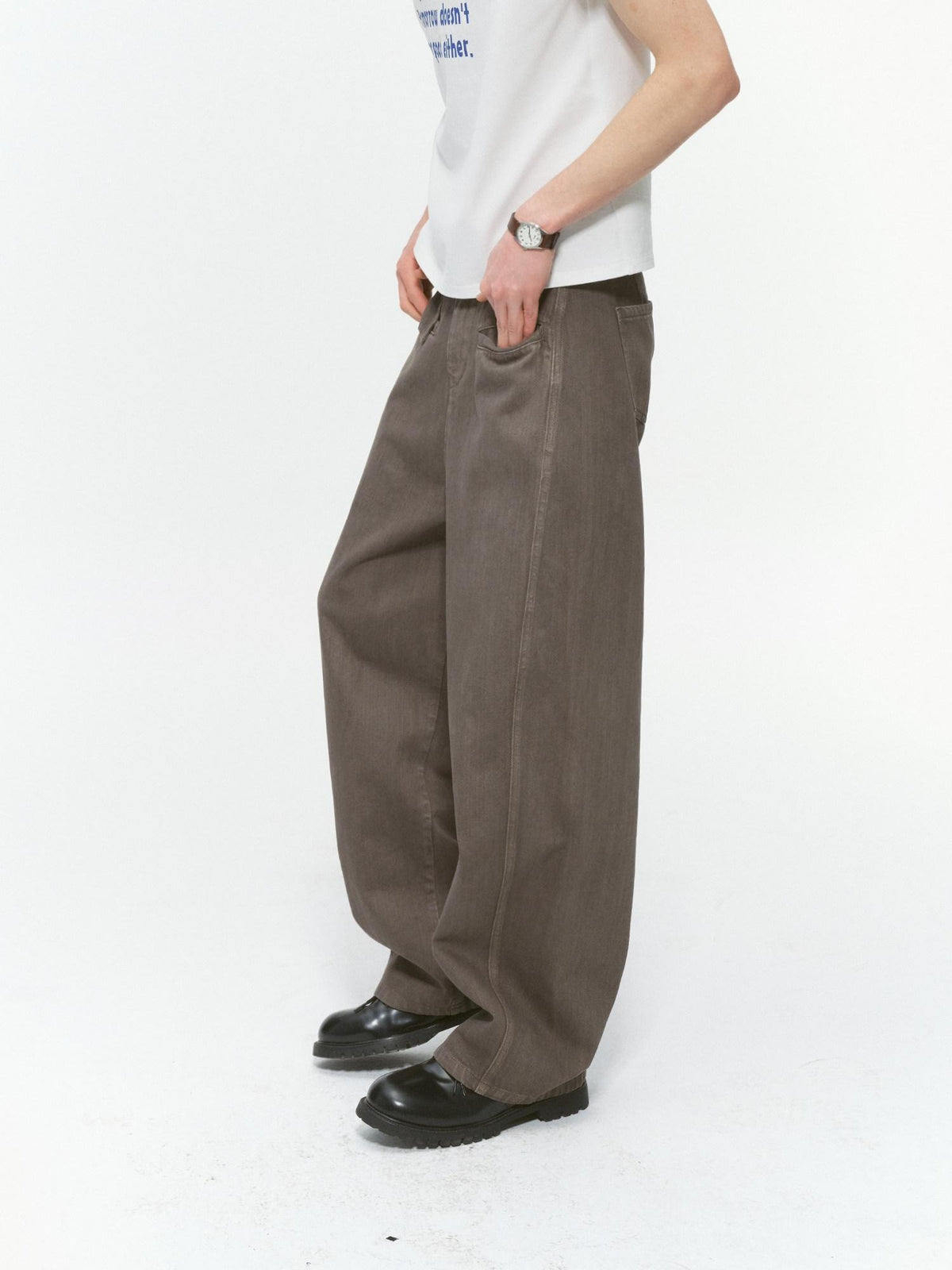 Country Moment Durable 100% Cotton Mid Rise Relaxed Zip Fly Casual Deep Green Wide Leg Jeans