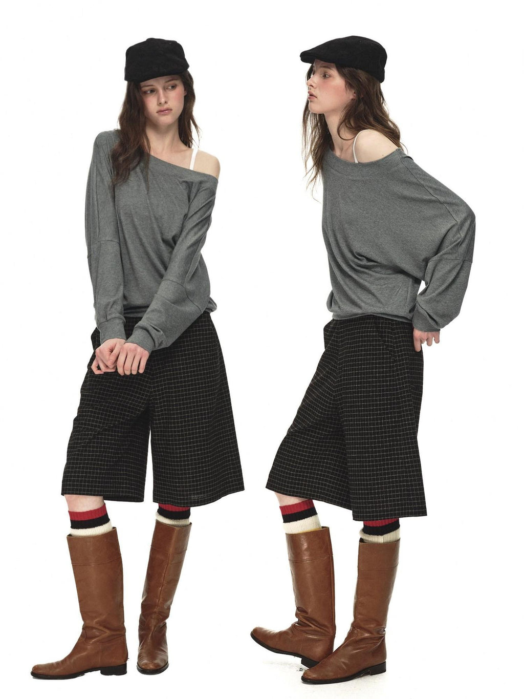 Country Moment Breathable Viscose Loose Batwing Long Sleeve Solid Off Shoulder Crop Tops