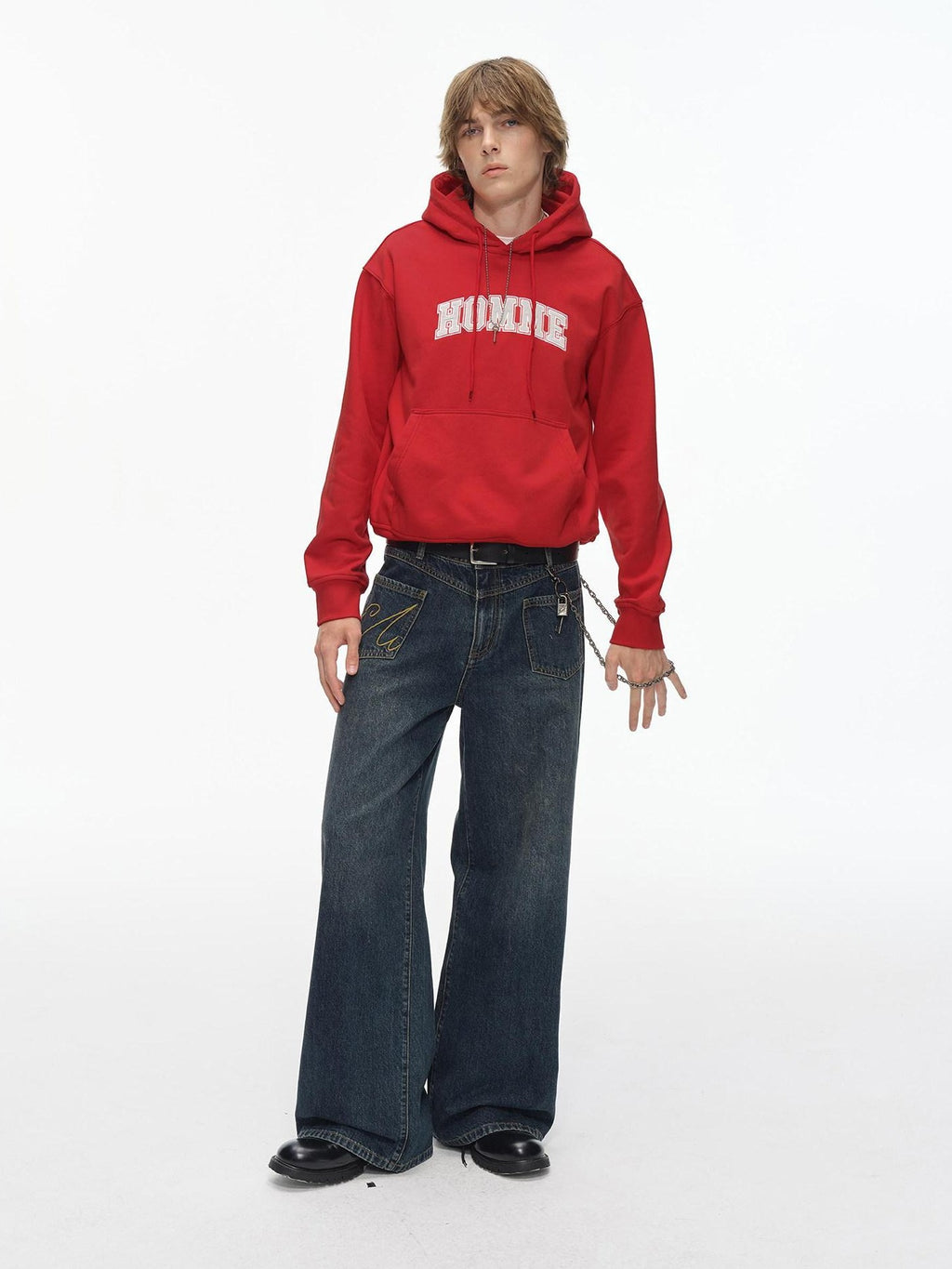 Country Moment Breathable Cotton Embroidered Mid Rise Loose Stonewash Wide Leg Jeans