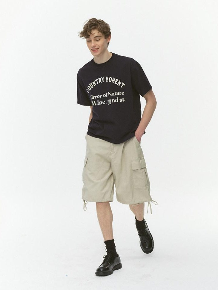 Country Moment Pure Cotton Relaxed Crew Neck Casual Teen Logo Solid Navy Short Sleeve T-Shirts