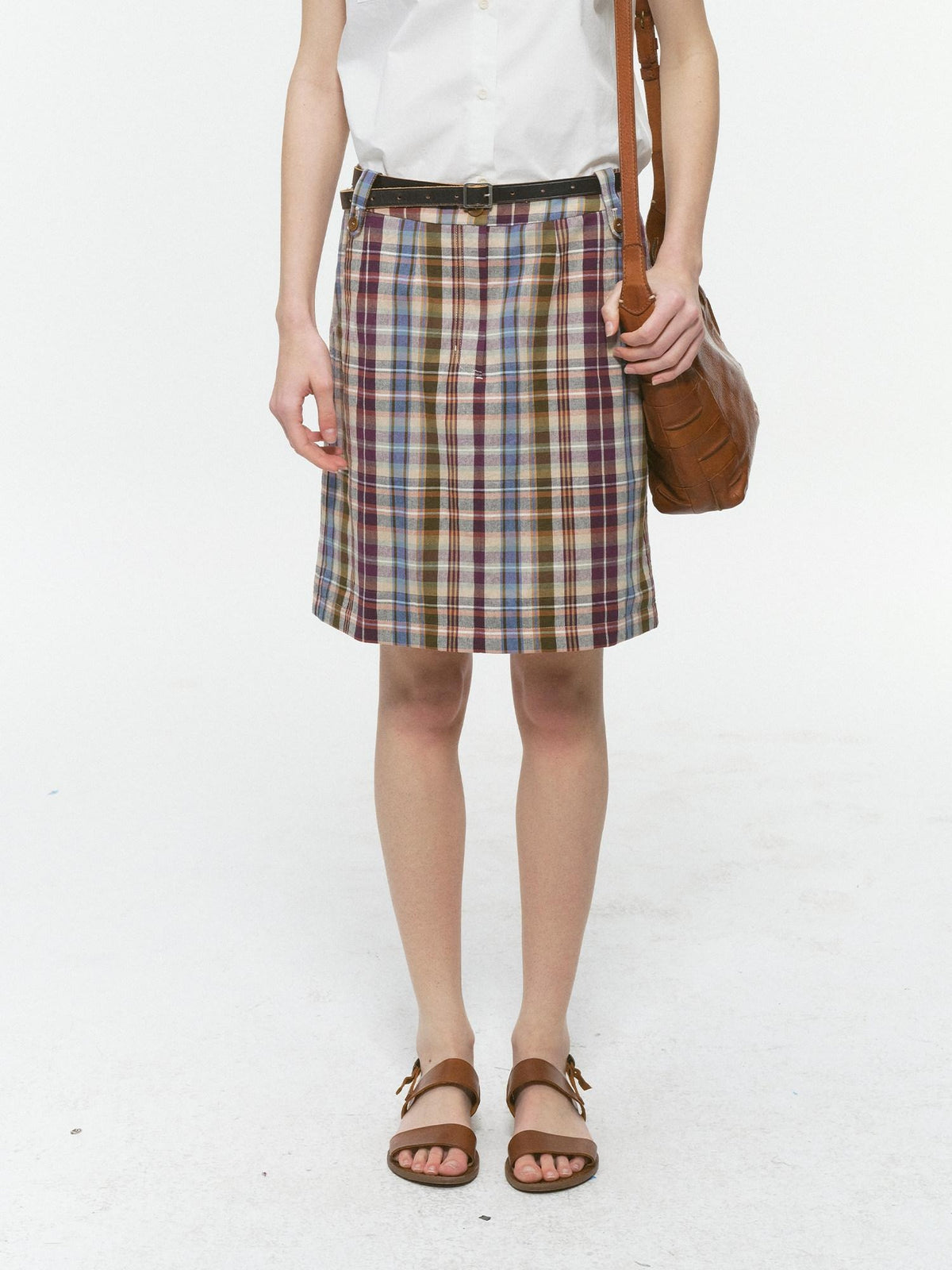 Country Moment High Waist Cotton Vintage Purple Plaid A Line Street Sporty Mini Skirts