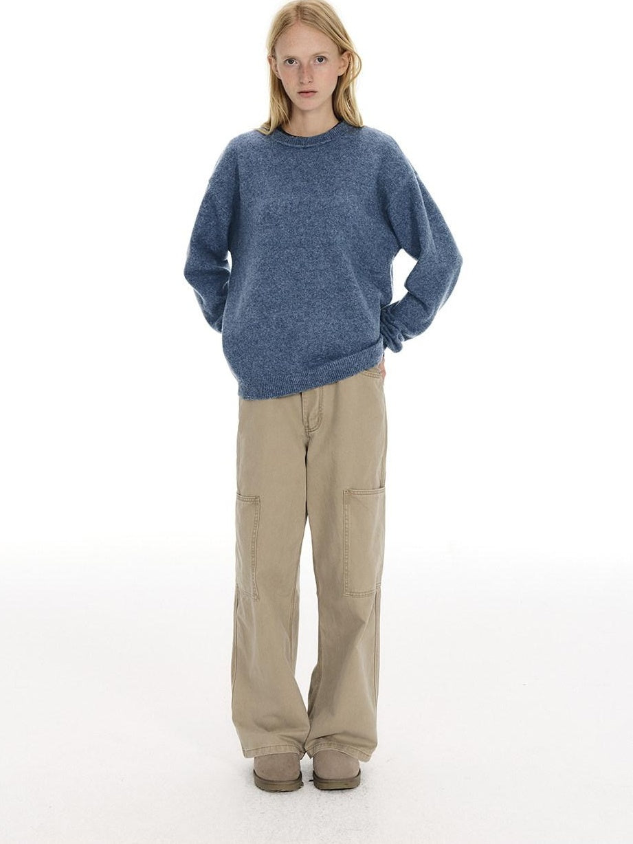 Country Moment 100% Cotton High Waist Breathable Loose Wide Leg Pockets Button Fly Cargo Pants