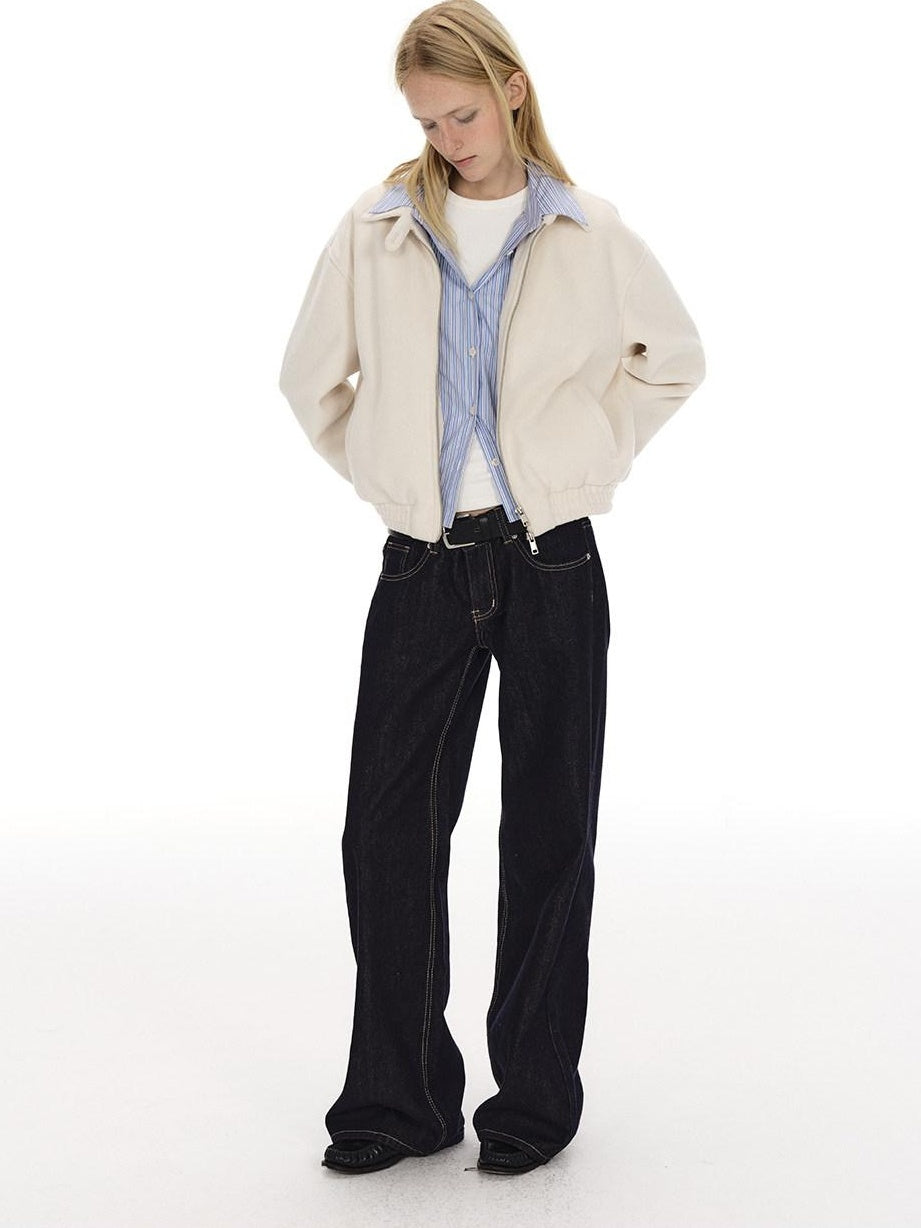 Country Moment Slim Youthful Zipper Lapel Polyester Blend Beige Casual Women Cropped Jackets