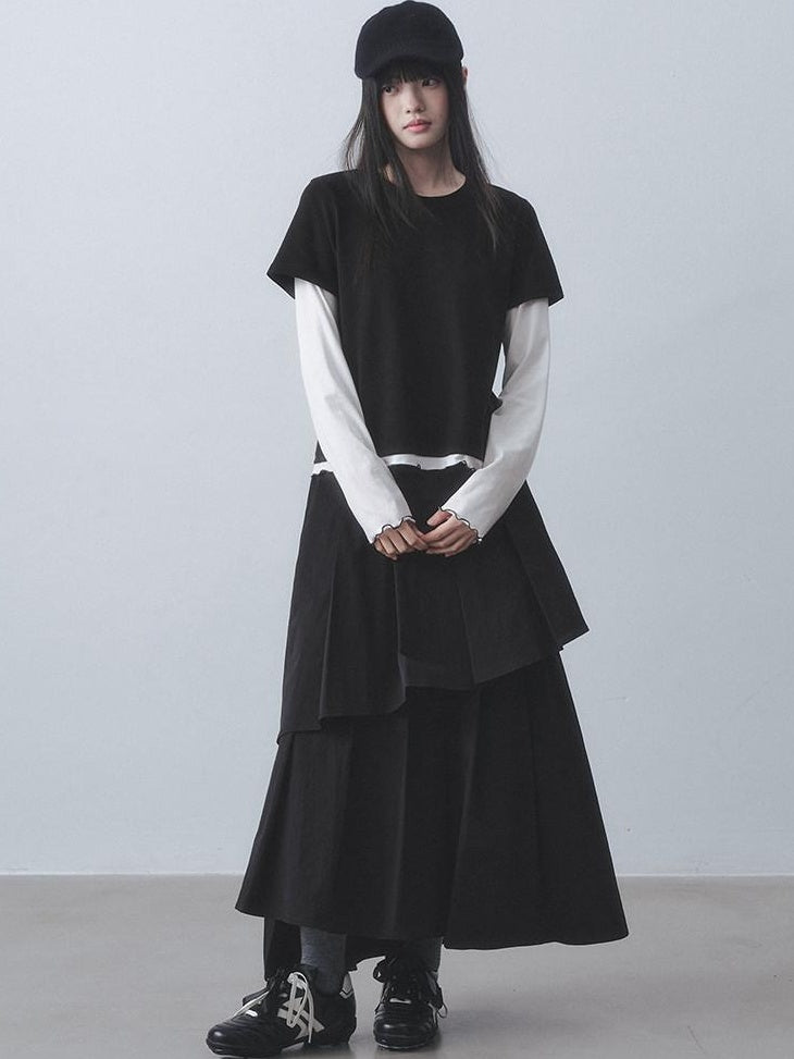DDGIRL studio Retains Shape Double Lined Pleated High Waist Women Cotton Blend Maxi Skirts