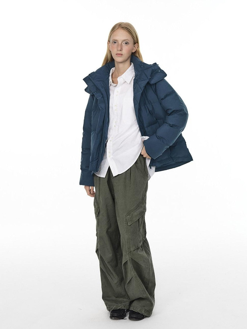 Country Moment 650Fp White Duck Down Cozy Cropped Detachable Hood Women Zipper Down Jackets