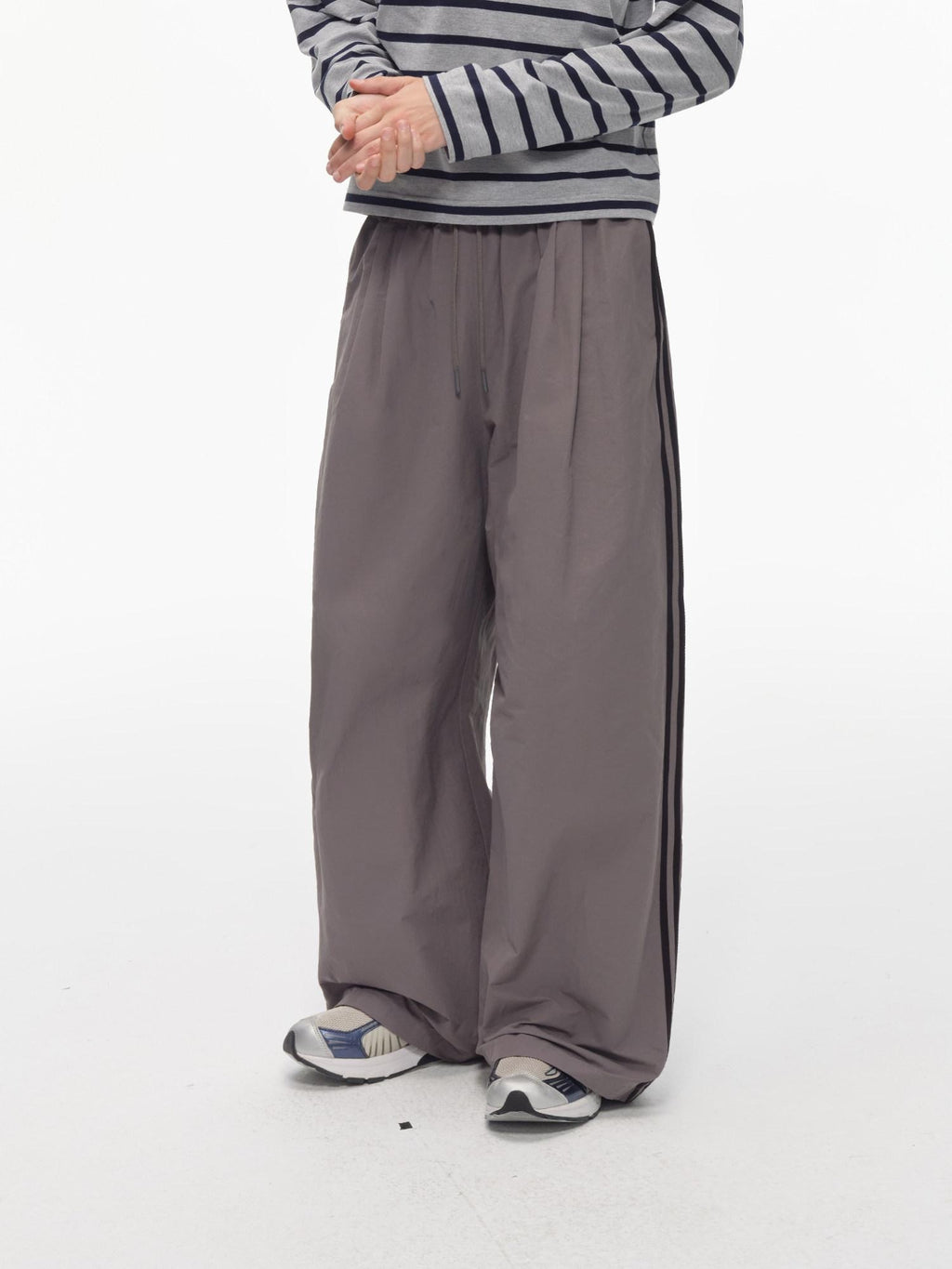 Country Moment Elastic Waist Loose Fit Youth Striped Cotton Blend Straight Pants