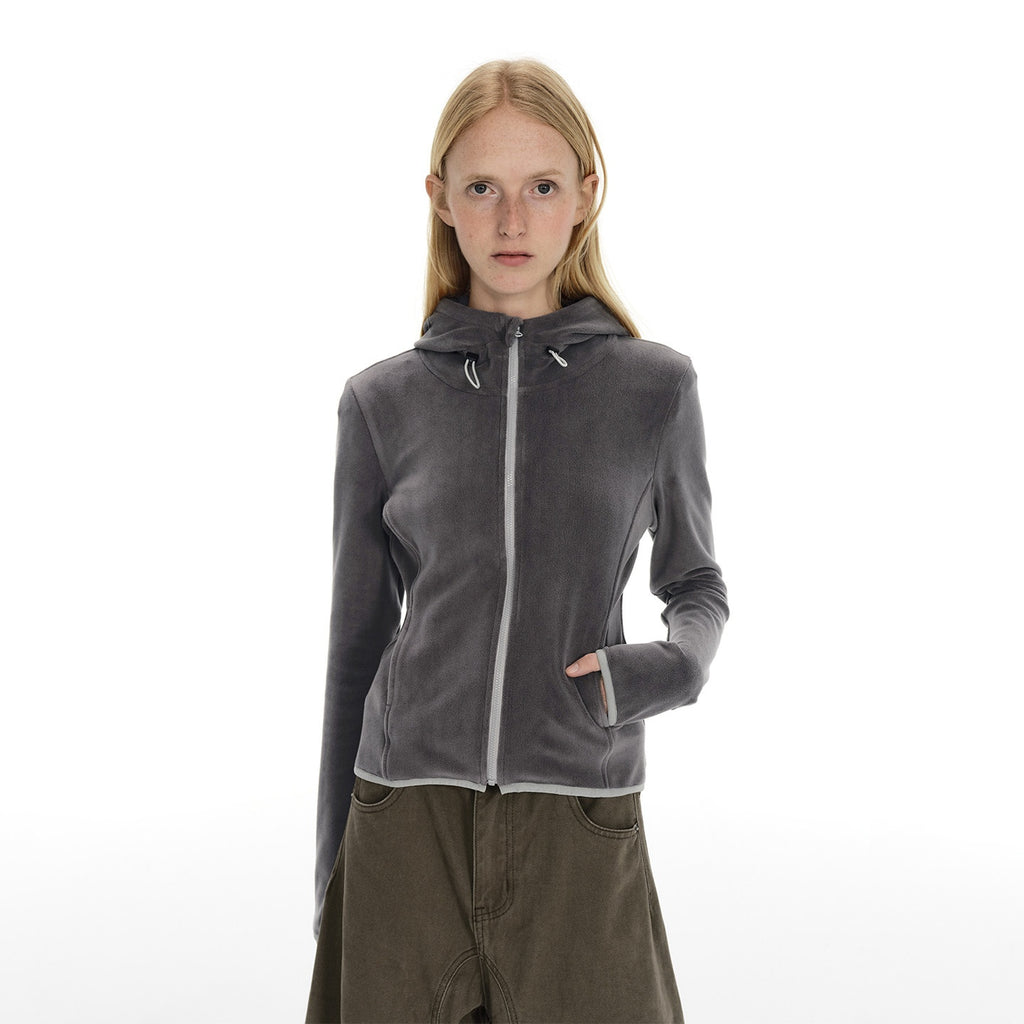 Country_Moment_High_Stretch_Thermal_Slim_Zip_Fleece_Women_Cycling_Dark_Gray_Hoodie_MISSTT