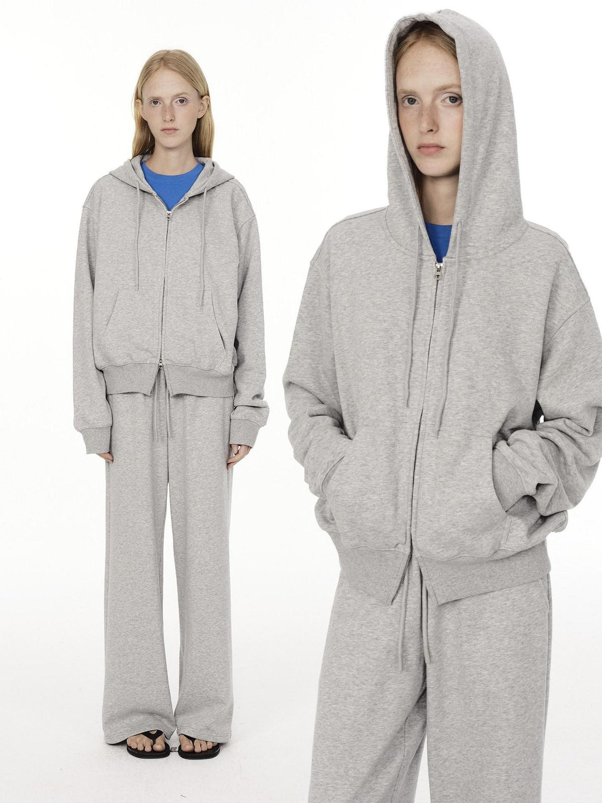 Country Moment Organic Cotton Washed Zip Loose Fit Pocket Breathable Mens Casual Hoodie