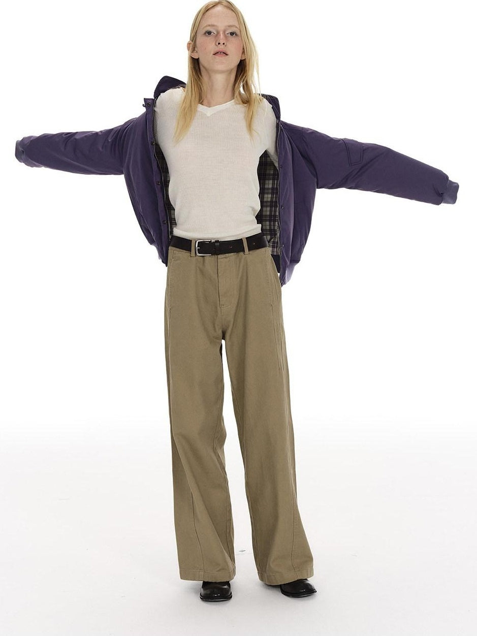 Country Moment 100 Percent Cotton Relaxed Wide Leg Casual Unisex Khaki Black Cargo Pants