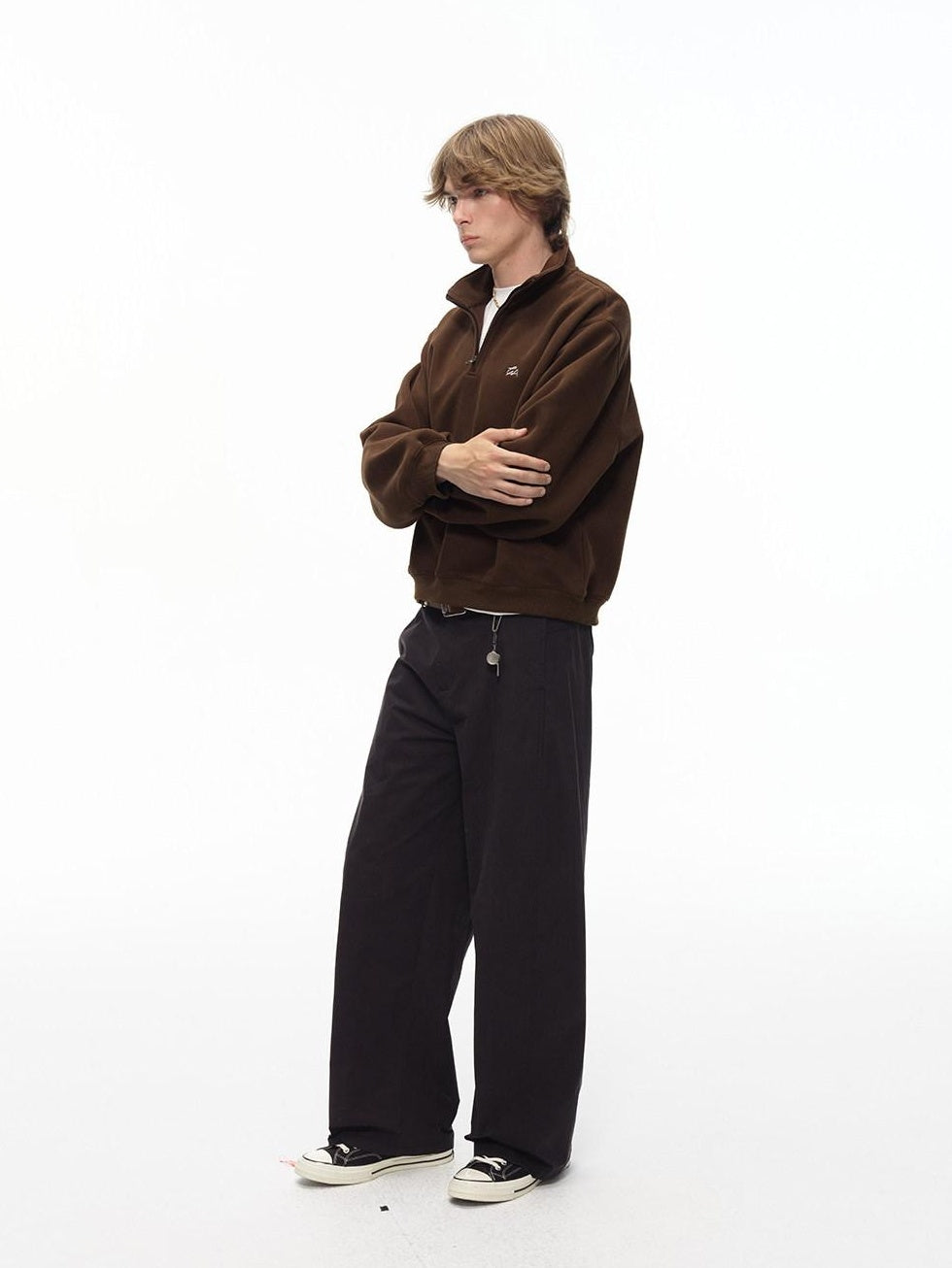 Country Moment Washed Cotton Durable Mid Rise Relaxed Zip Fly Youth Casual Wide Leg Pants