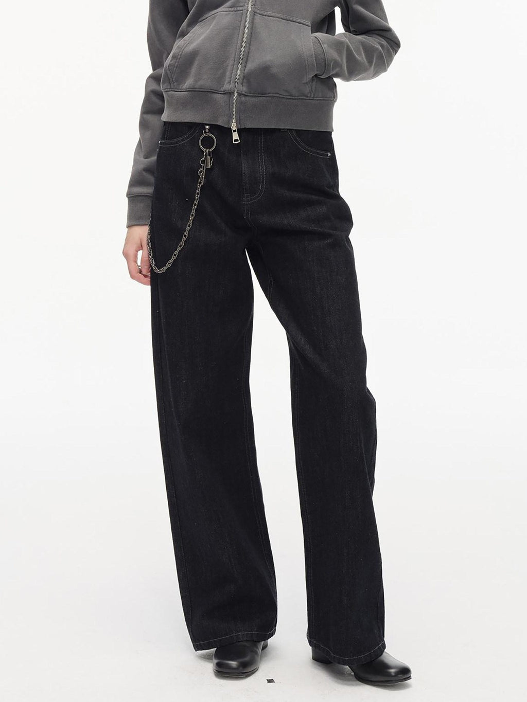 Country Moment Durable Embroidered Midrise Vintage Navy Cotton Men Casual Straight Leg Jeans