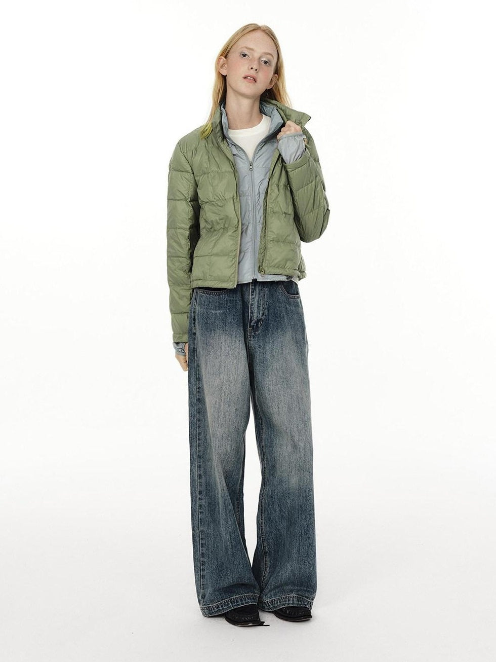 Country Moment Lightweight 650Fp White Duck Down Patchwork Short Stand Collar Women Down Jackets