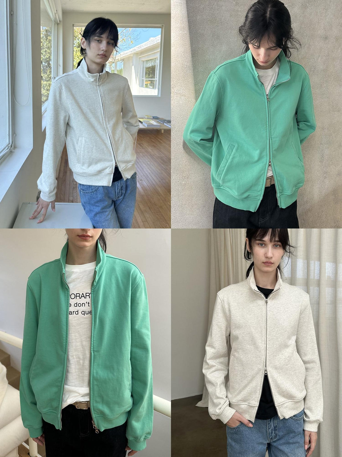 Heavyweight 100% Cotton Oversized Ribbed Hem Stand Collar Zip Unisex Sweatshirt
