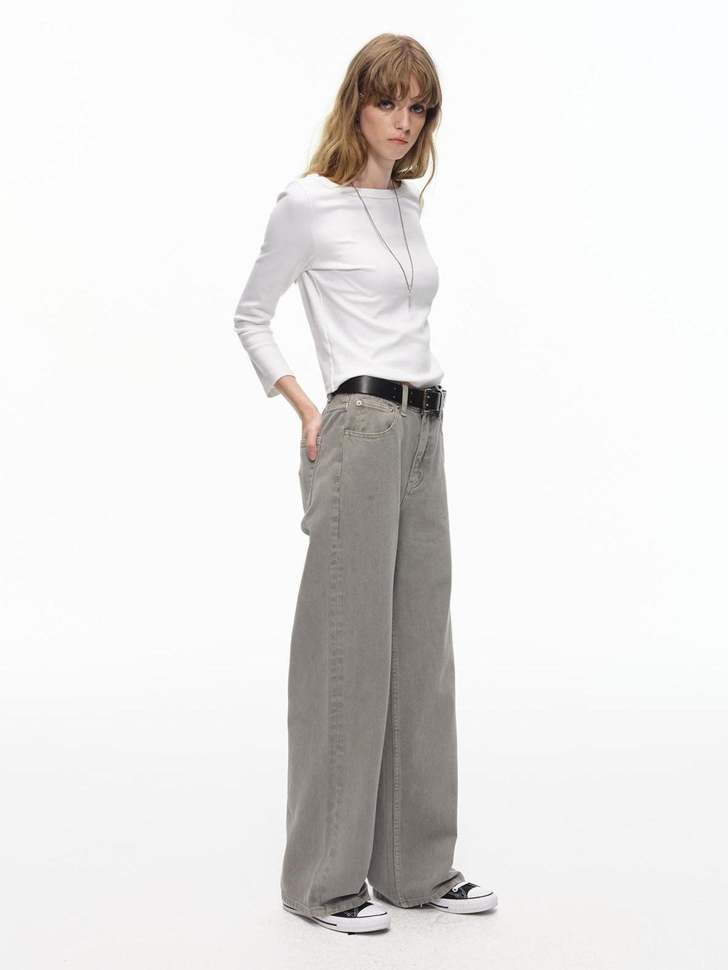 Country Moment High Waist Washed Pure Cotton Dark Khaki American Breathable Straight Leg Jeans