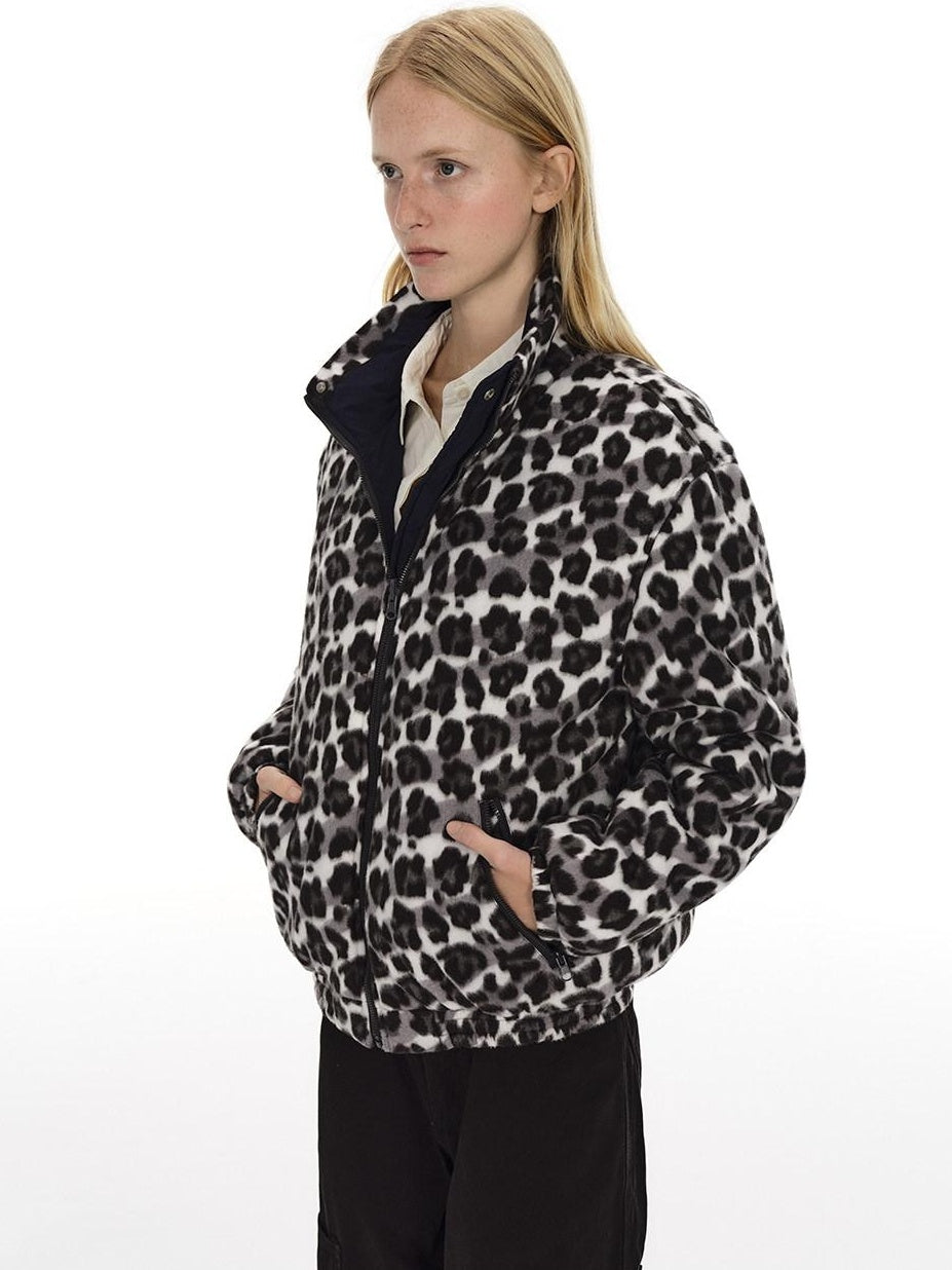 Country Moment Reversible Cotton Lined Oversized Stand Collar Youth Navy Puffer Jackets