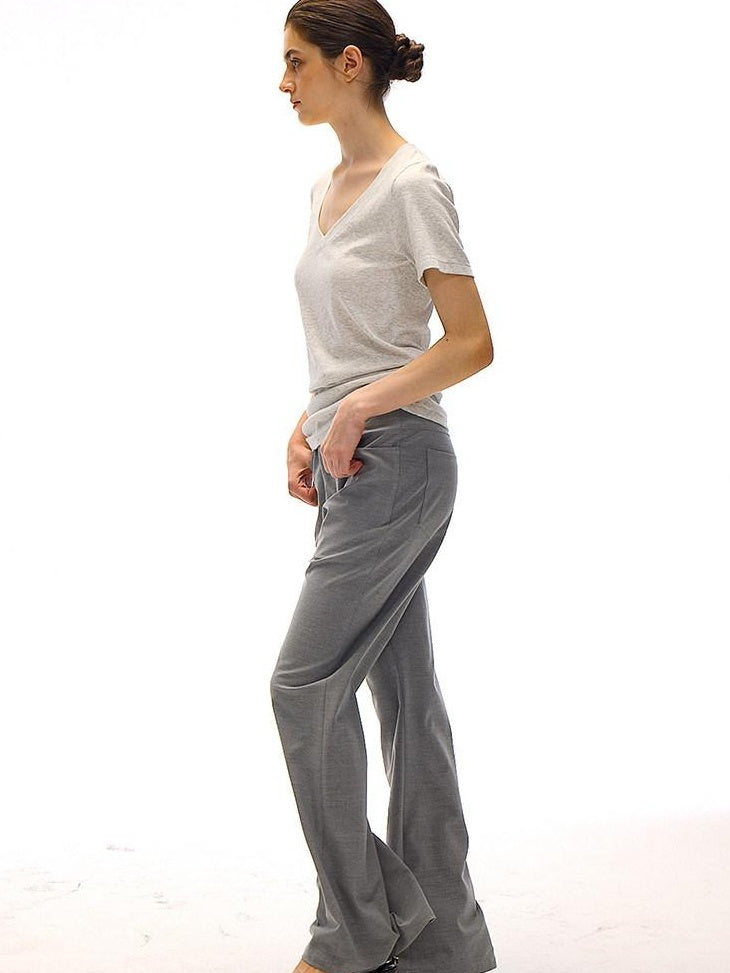Country Moment Breathable Loose Street Sport Zip Fly Women Solid Gray Straight Pants