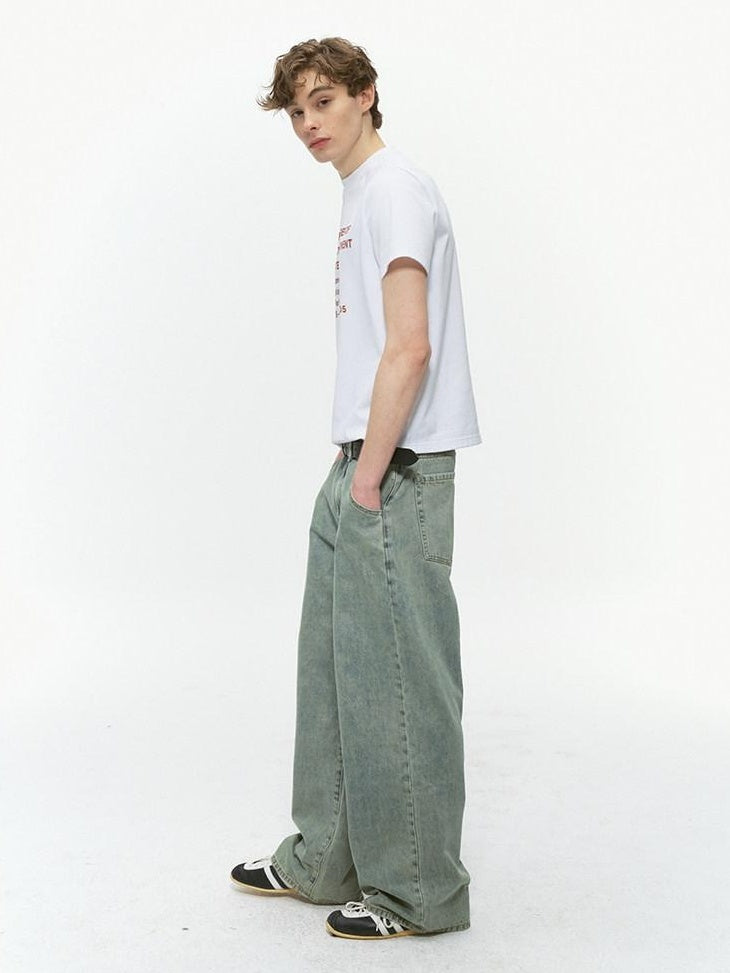 Country Moment Washed Distressed Mid Rise Loose Casual Cotton Vintage Wide Leg Jeans