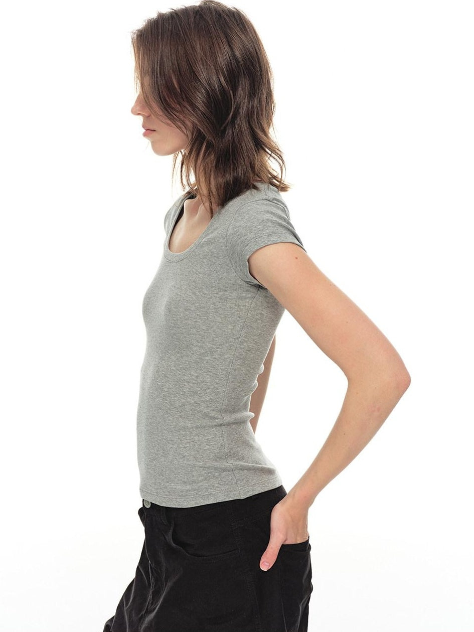 Country Moment Breathable Stretch Washed Slim Fit U Neck Women Cotton Short Sleeve T-Shirts