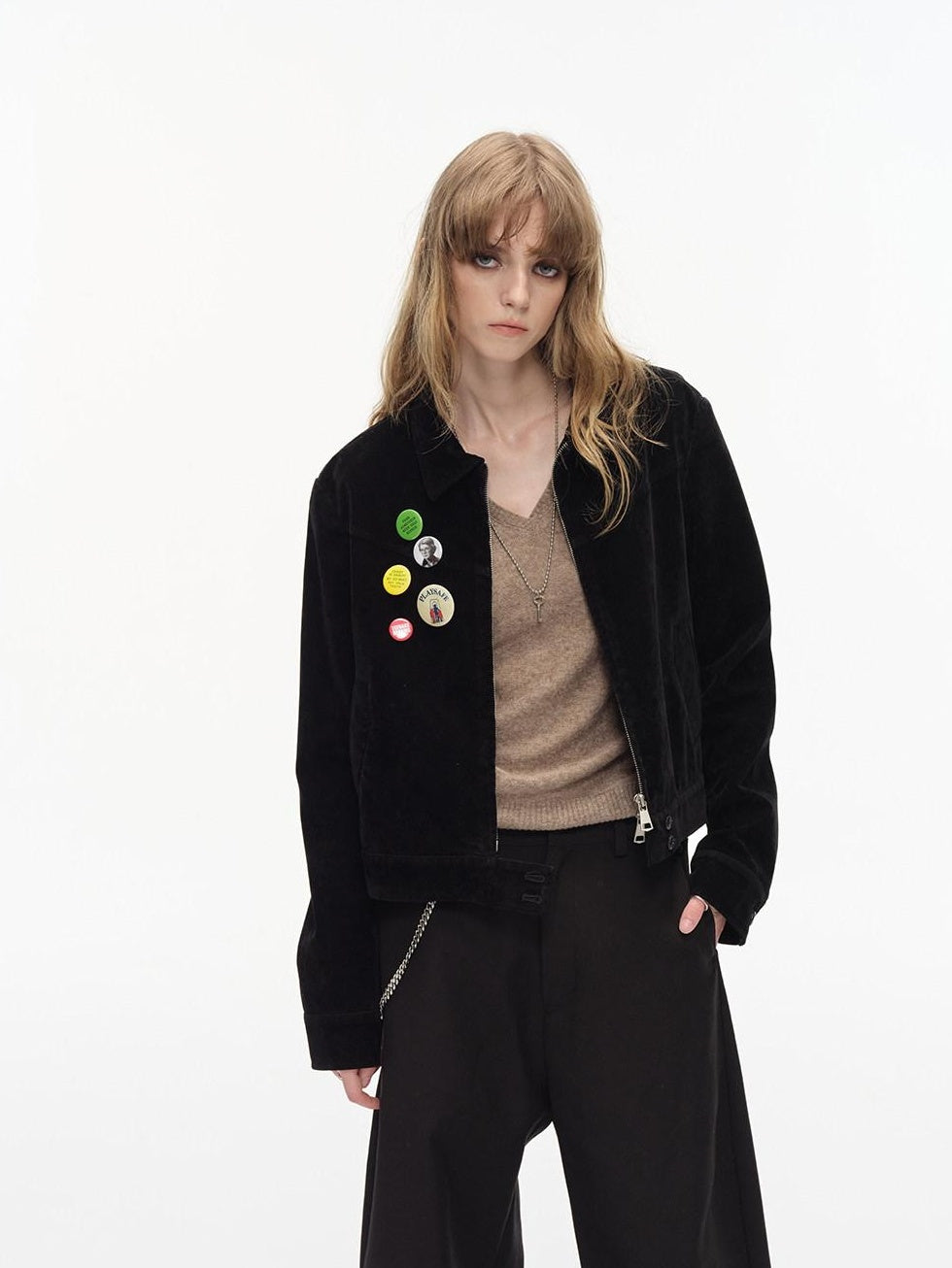 Country Moment Warm Casual Lapel Zipper Long Sleeve Pockets Women Cropped Jackets
