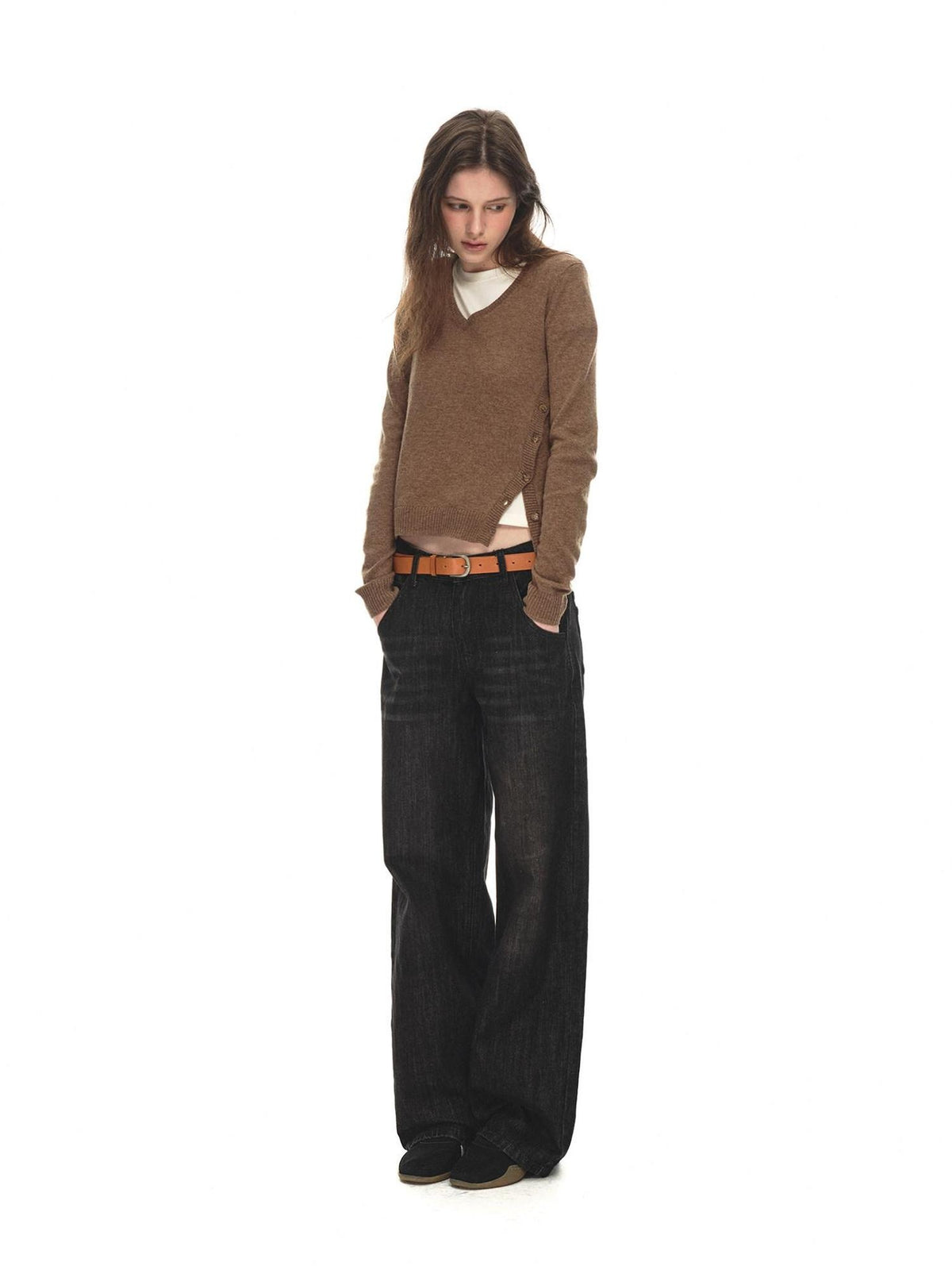 Country Moment Distressed Low Rise Cotton Non Stretch Casual Unisex Black Straight Leg Jeans