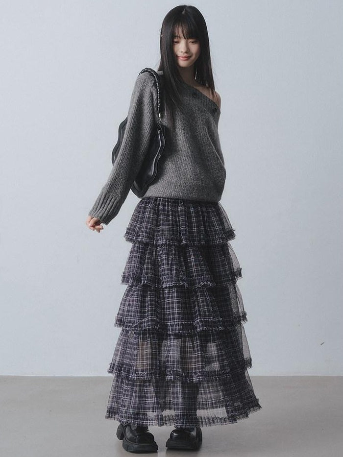DDGIRL studio Breathable Lined Ruffle Pleated Panel High Waist A Line Youth Casual Maxi Skirts