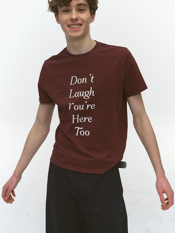Country Moment 100% Cotton Relaxed Printed Crewneck Wine Red Graphic Short Sleeve T-Shirts