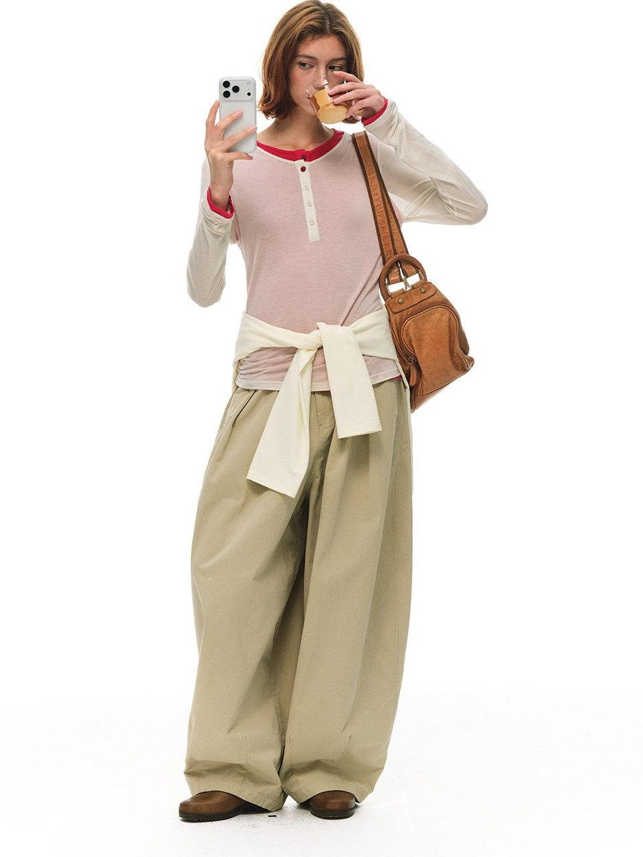 Country Moment Cooling Breathable Lyocell Slim Fit Contrast Henley Women Long Sleeve T-Shirts