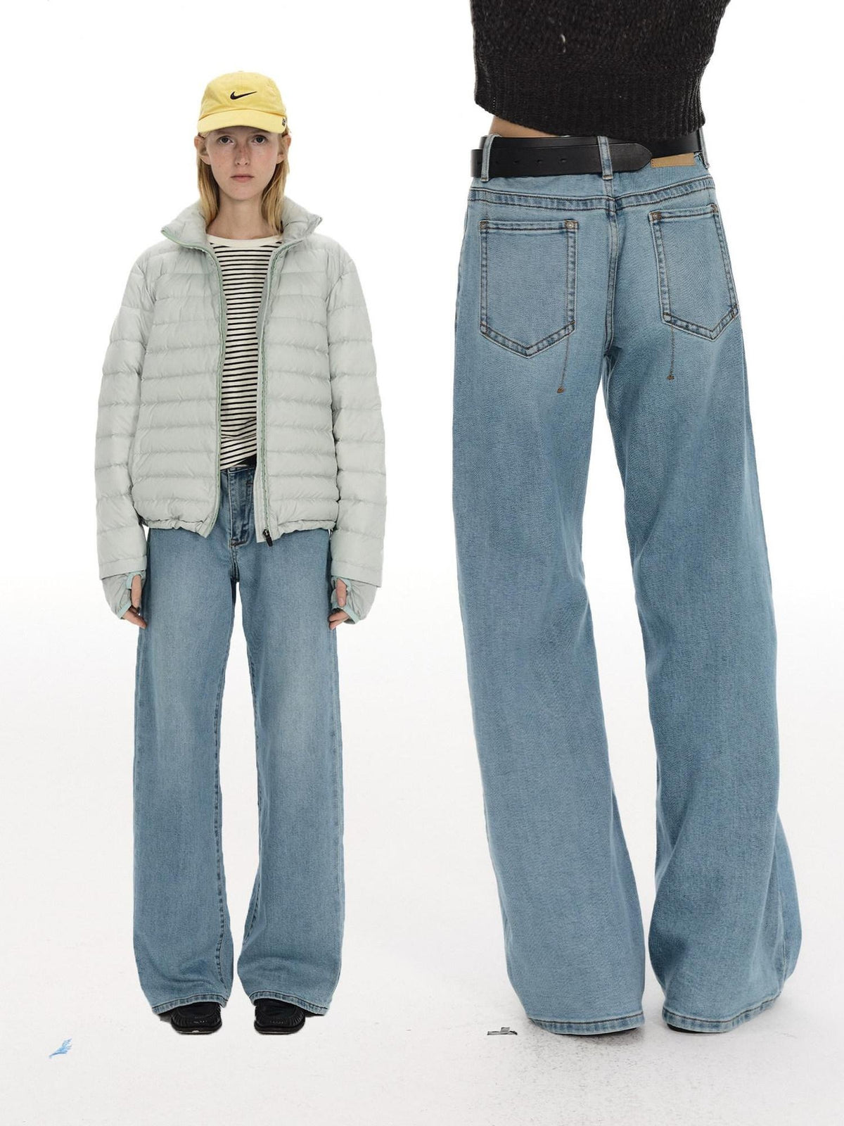 Country Moment Vintage Washed Low Rise Loose Fit Micro Stretch Casual Blue Straight Leg Jeans