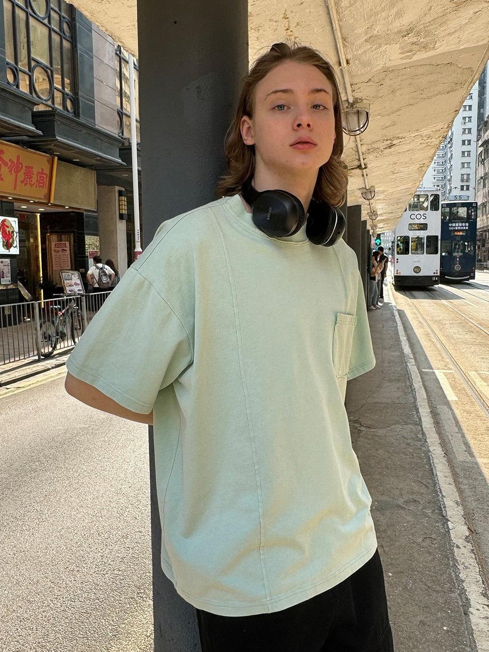 Country Moment Pure Cotton Loose Fit Pocket Round Neck Teen Casual Short Sleeve T-Shirts