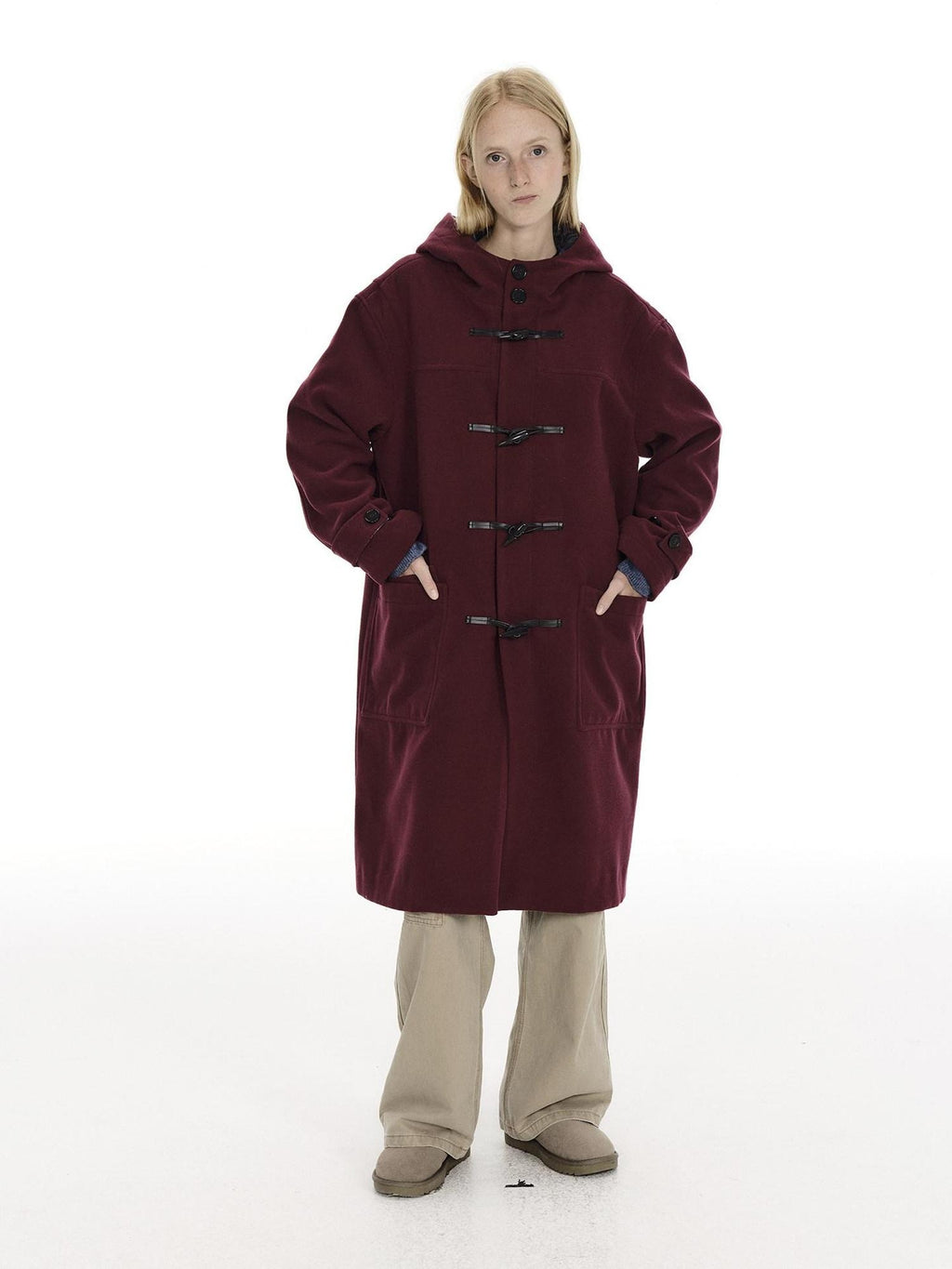 Country Moment Warm Hooded Relaxed Fit Horn Toggle Midlength Youth Collegiate Red Long Coats