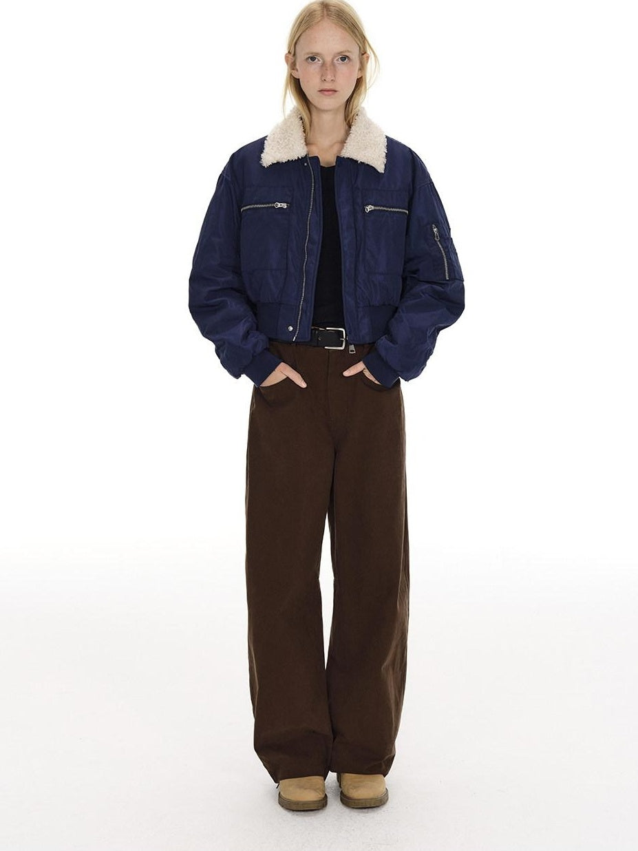 Country Moment Breathable Washed Cotton Relaxed Vintage Workwear Brown Straight Pants
