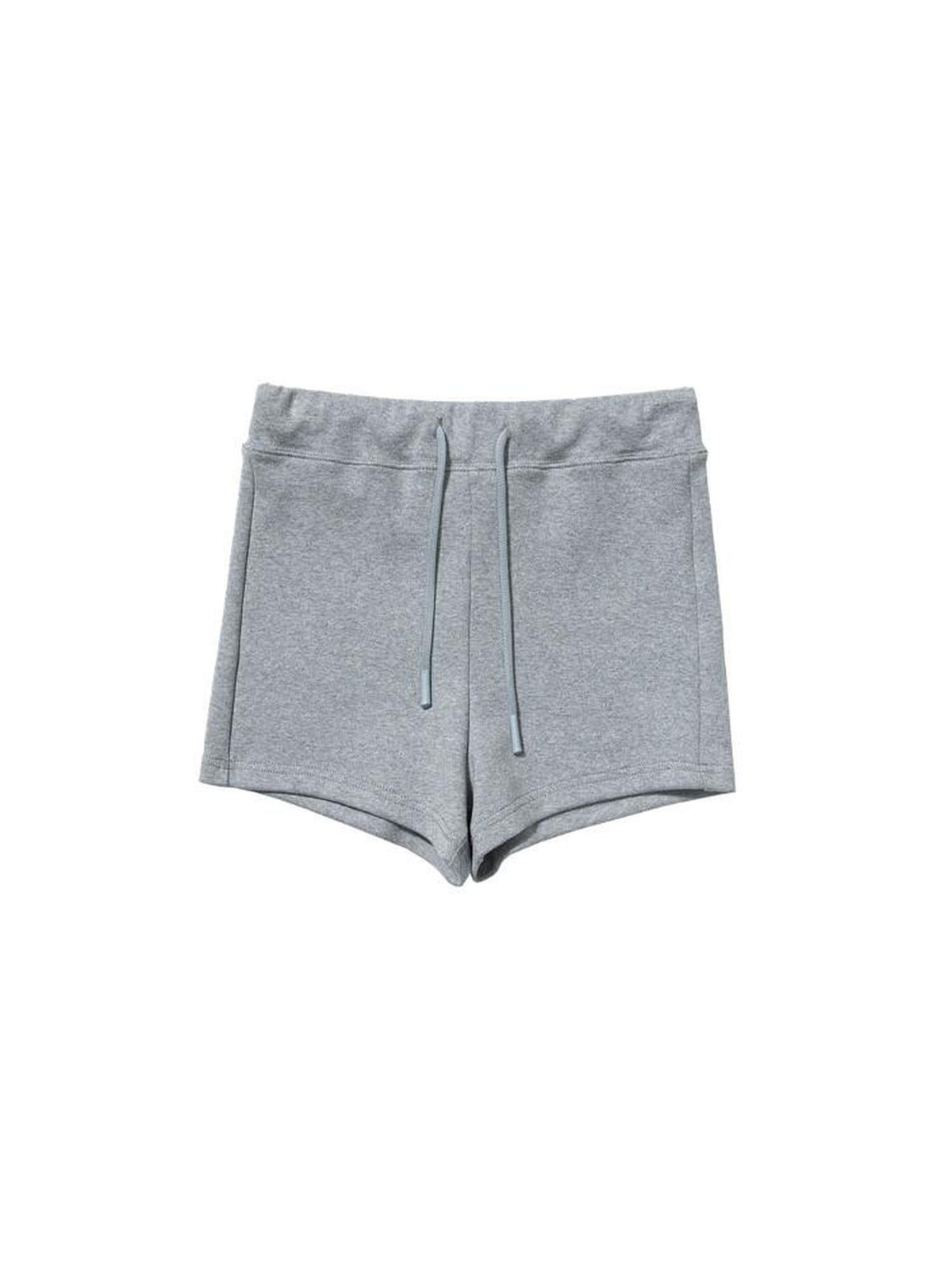 Country Moment Simple Street Relaxed Straight Drawstring Natural Waist Cotton Grey Mini Shorts