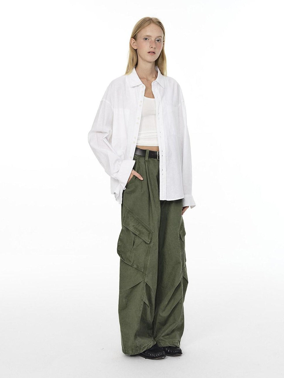 Country Moment Durable Cotton Loose Fit Workwear Button Fly Utility Pockets Cargo Pants