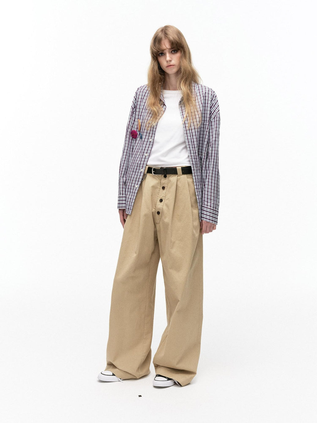 Country Moment Washed Cotton Button Loose Straight Casual Youth Wide Leg Pants