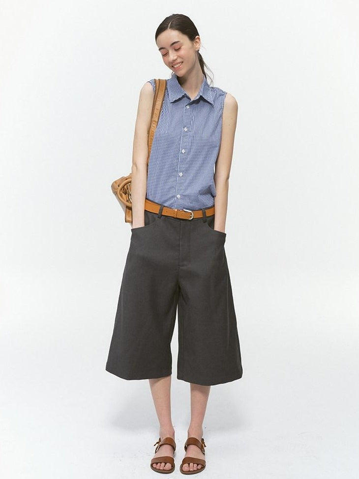 Country Moment High Rise Polyester Relaxed Fit Dark Gray Casual Youth Wide Leg Pants