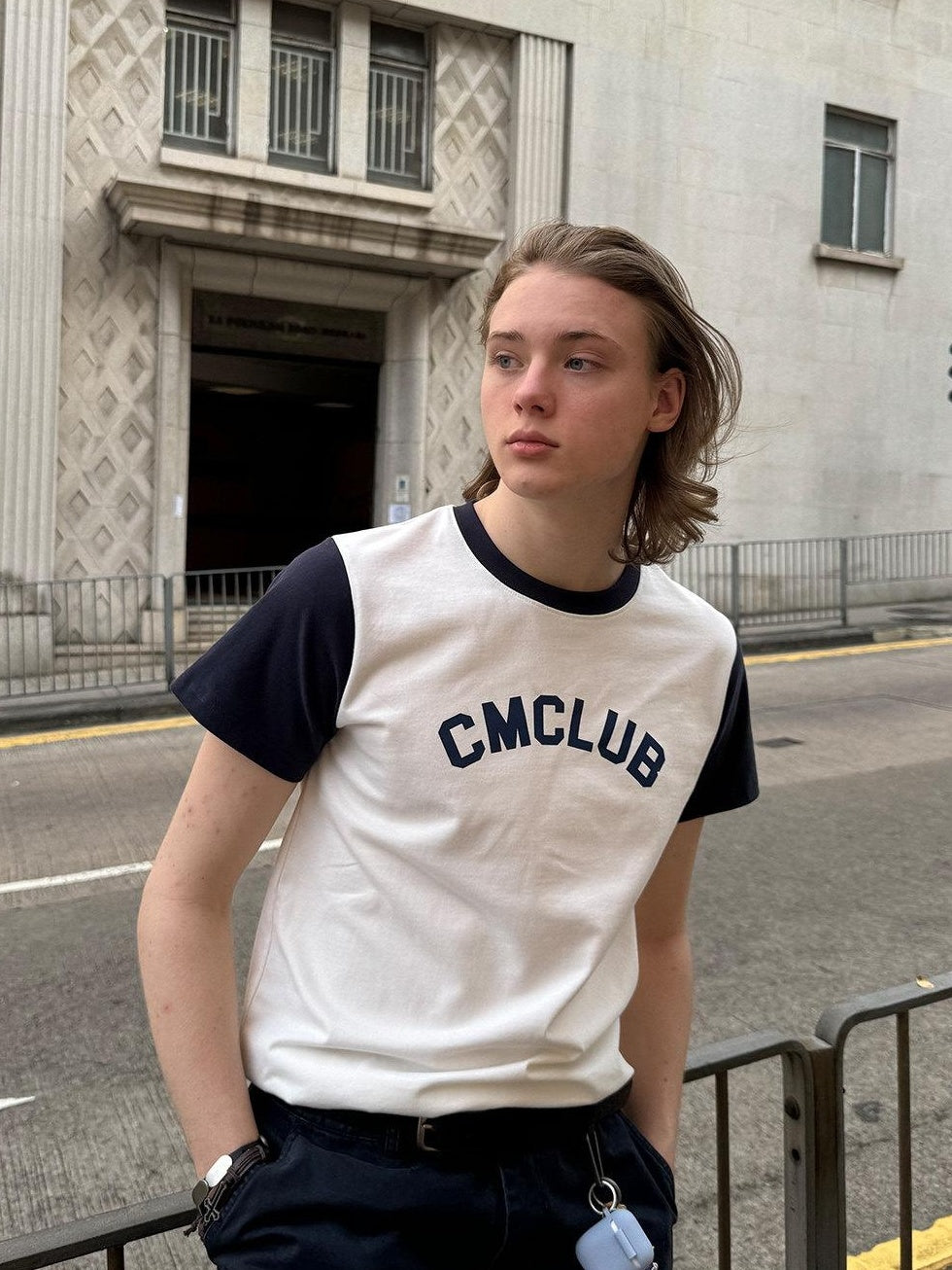 Country Moment Slim Fit Cotton Crew Neck Logo Print Casual Youth White Short Sleeve T-Shirts