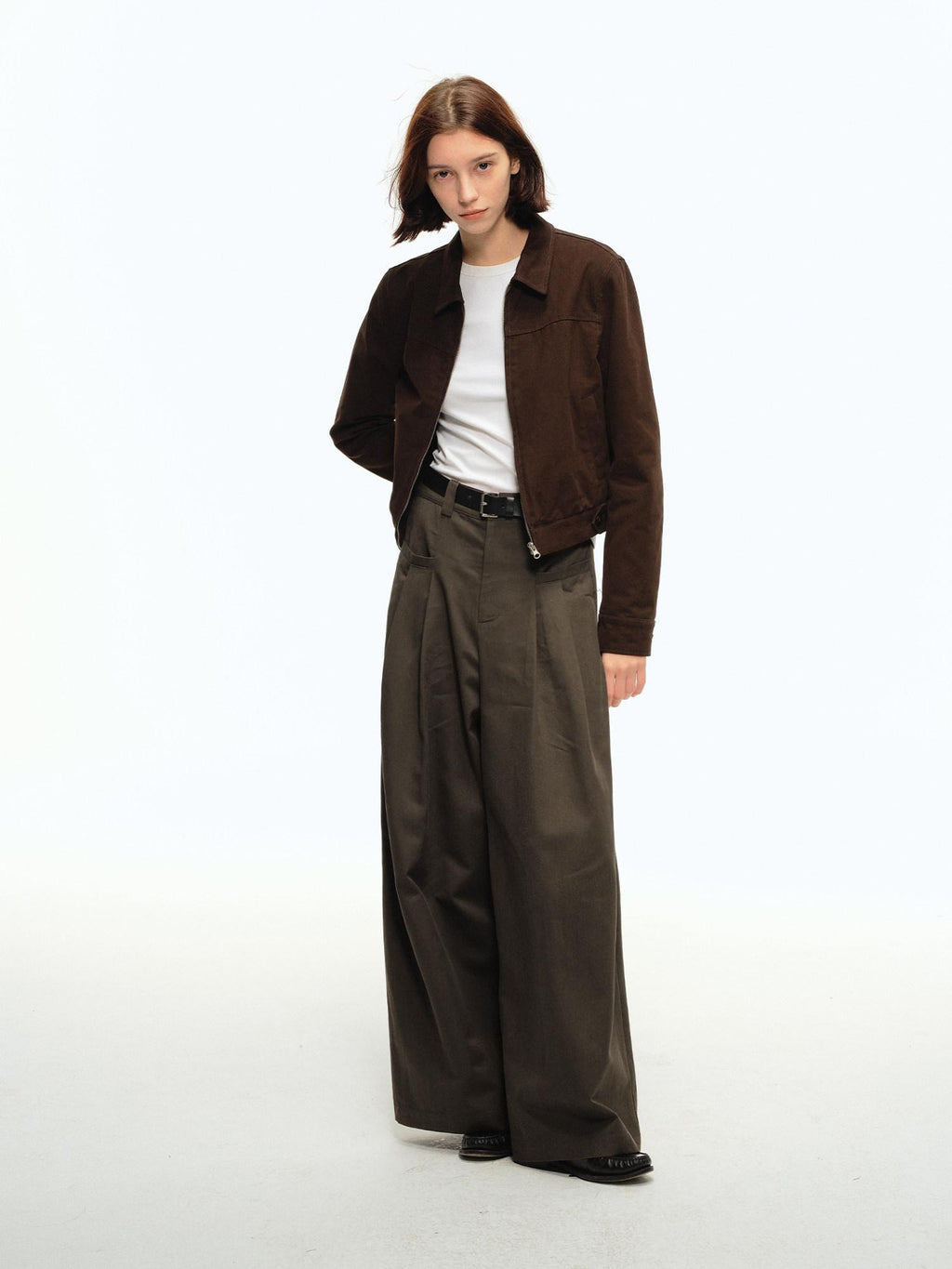 Country Moment Lyocell Cotton Blend Extra Wide Flared Youth Casual Brown Wide Leg Pants