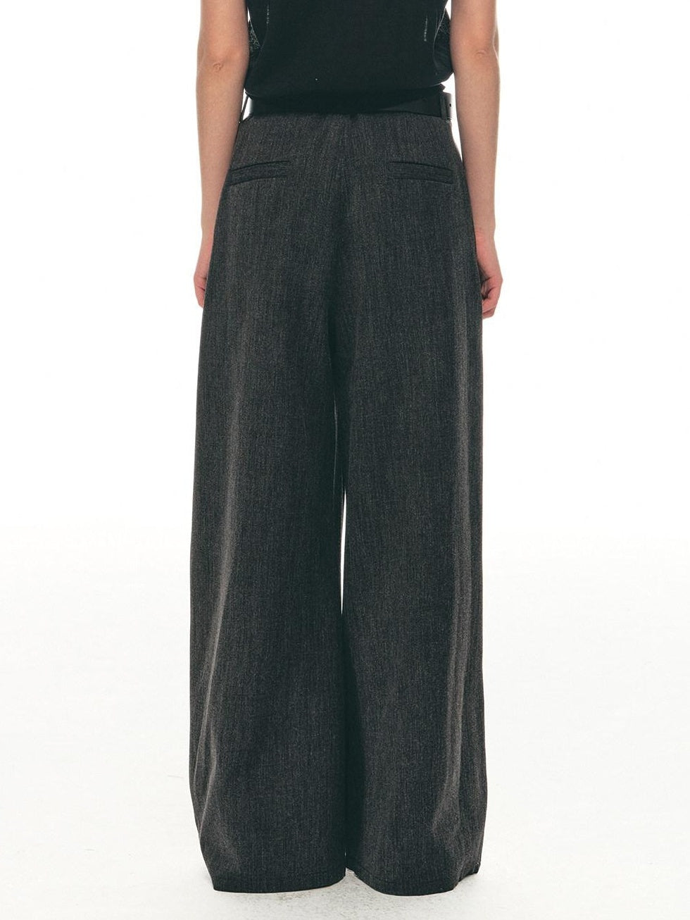 Country Moment High Waist Tailored Cleanfit Micro Stretch Neutral Dark Gray Wide Leg Pants
