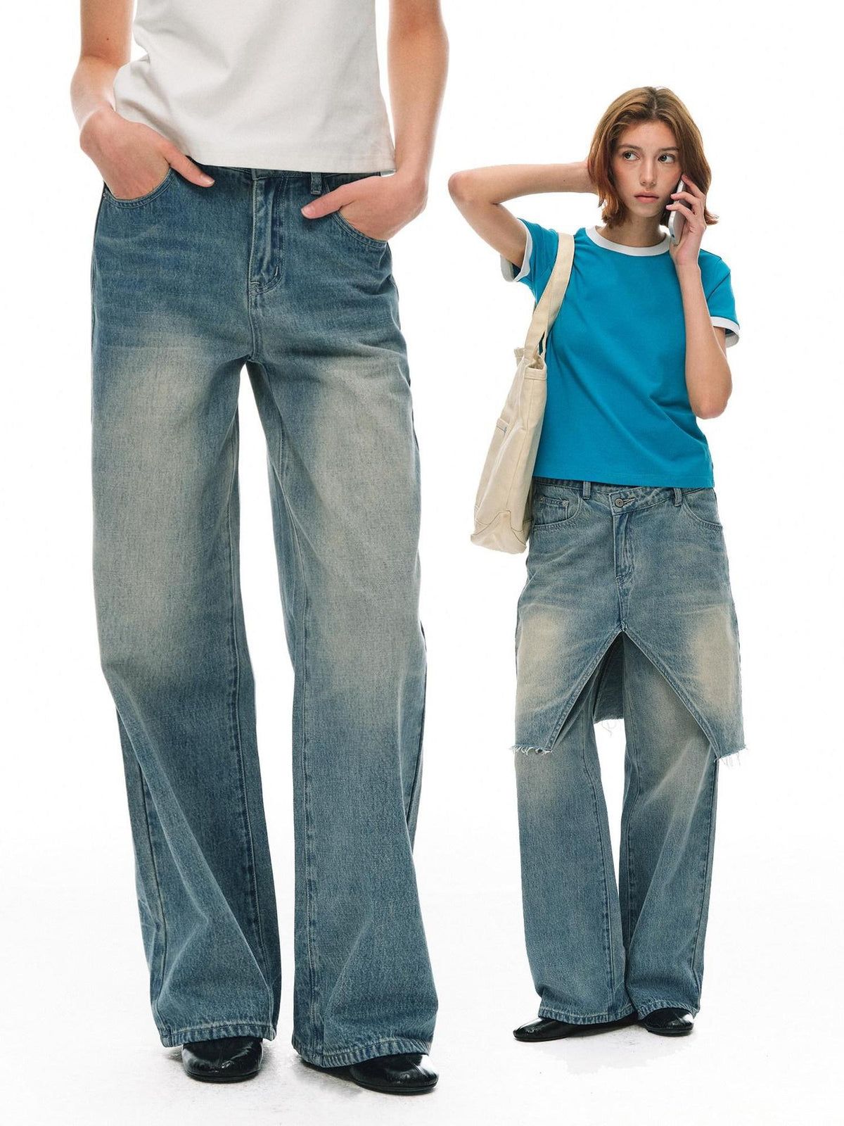 Country Moment Soft Breathable Mid Rise Washed Denim Relaxed Unisex Straight Leg Jeans