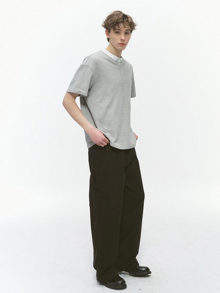 Country Moment 100% Cotton Breathable Loose Fit Pocket Midrise Casual Black Straight Pants